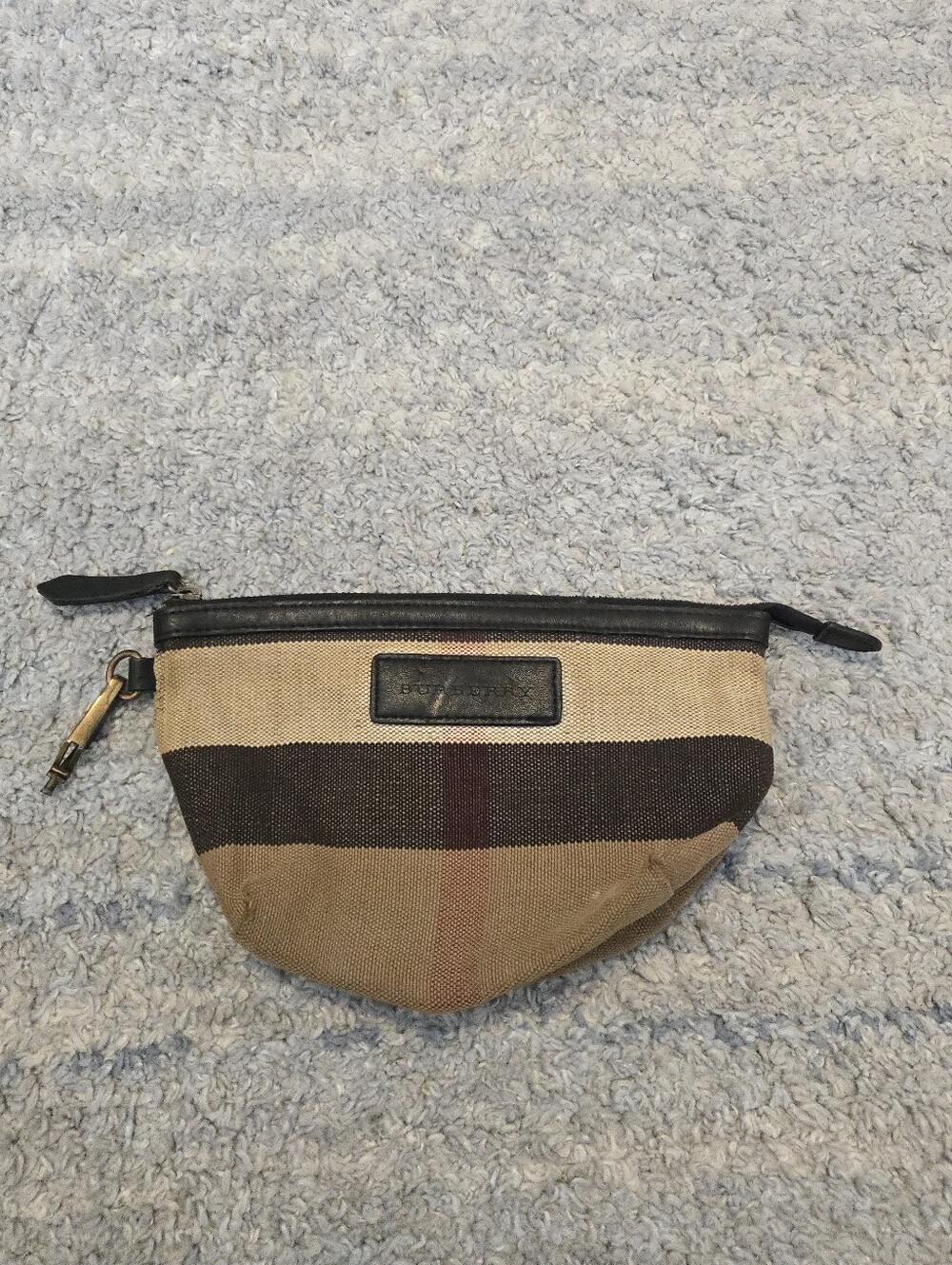 BURBERRY Vintage Nova Check Cosmetic Pouch Canvas Leather Zipper Clutch Bag
